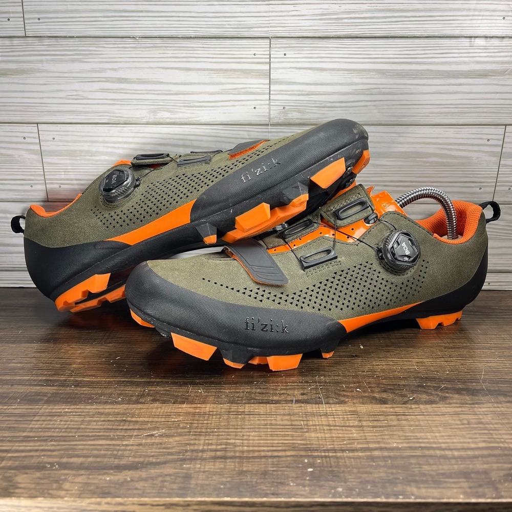 Fizik X5 Terra Suede Mountain Bike Men's Green Orange Cycling Shoes - M 11.5 - Picture 3 of 10
